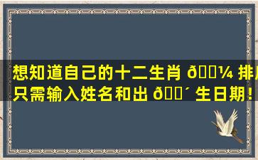 想知道自己的十二生肖 🌼 排序只需输入姓名和出 🐴 生日期！